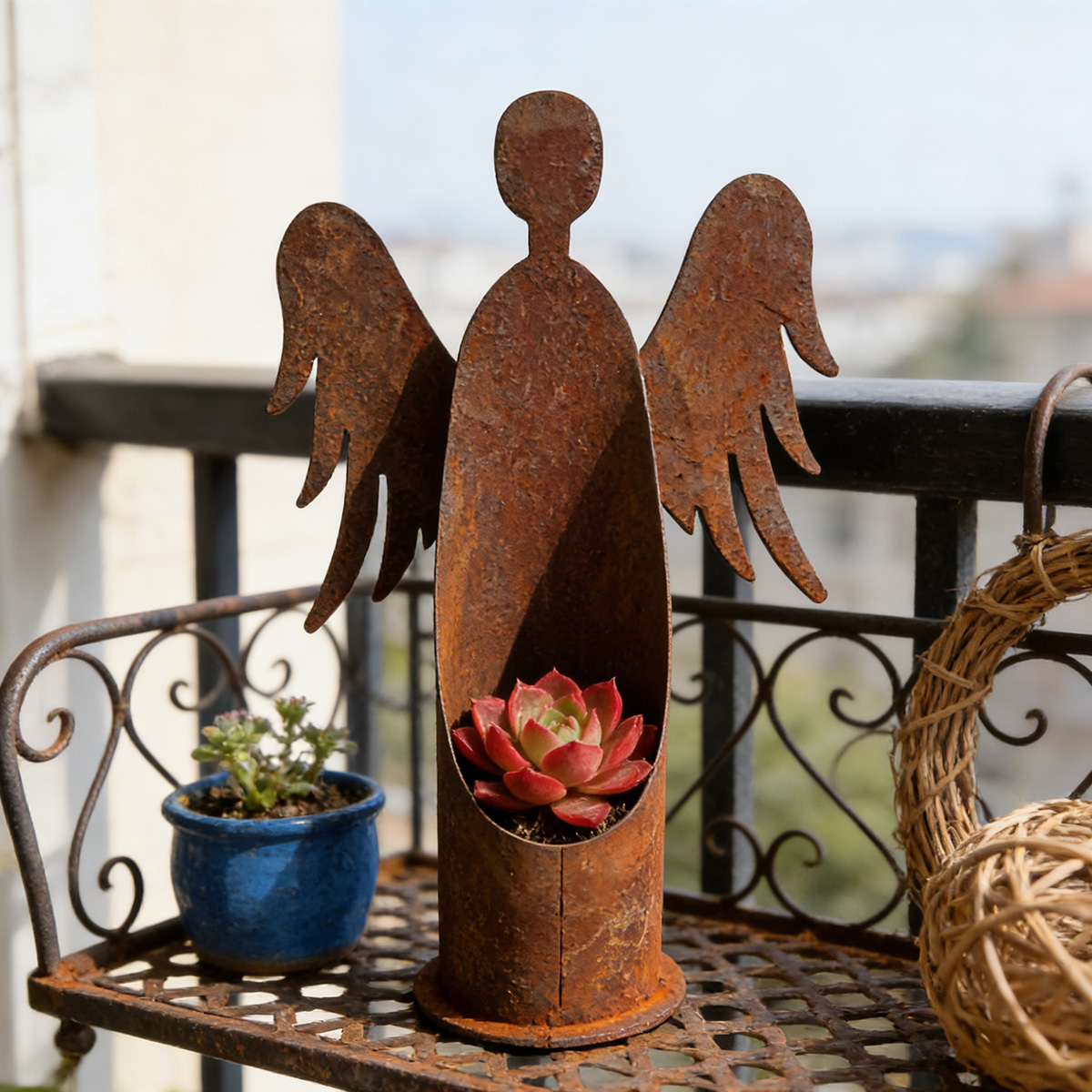 Outdoor Furniture Iron - 1Pc Iron Garden Sculpture, Vintage Metal