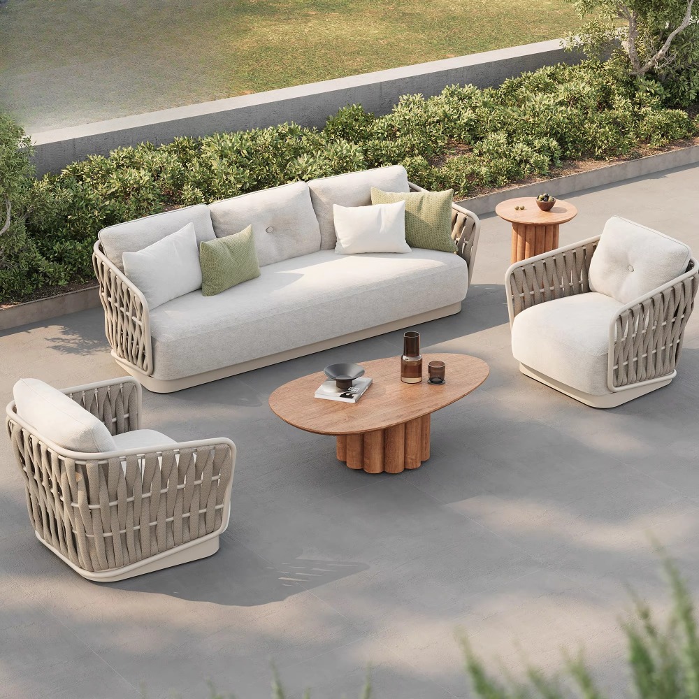 Rattan Lounge Set - Garden Comfort Sofa Metal Set Luxury