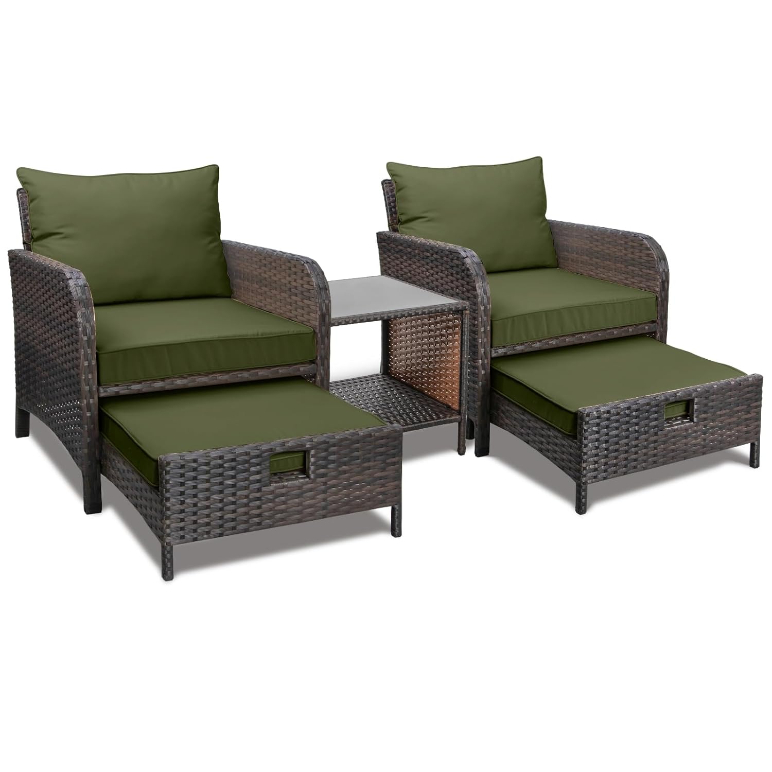 Rattan Lounge Set - 5 Piece PE Rattan Patio Set
