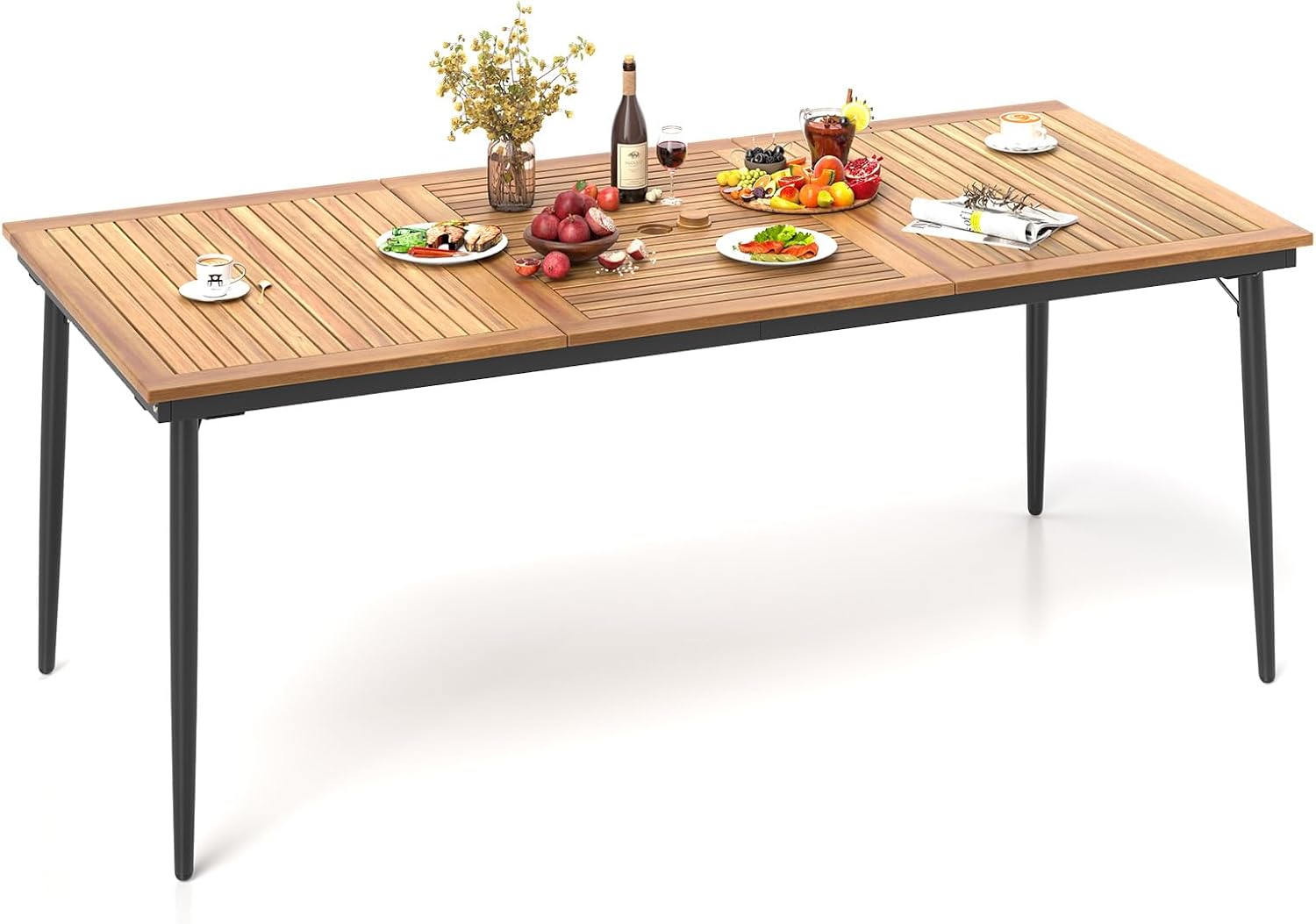 Outdoor Furniture Iron - Large Rectangular Patio Dining Table With