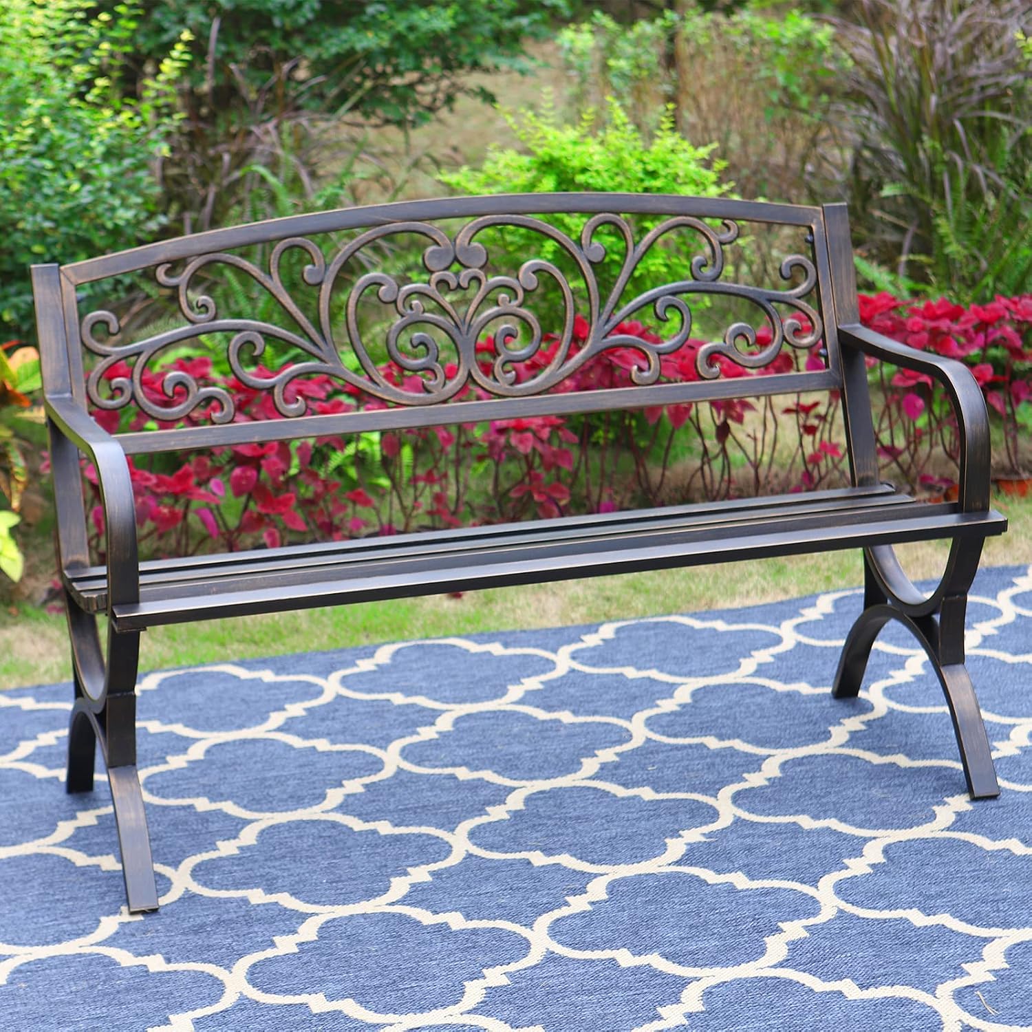 Outdoor Furniture Iron - Bronze 50 Inch Outdoor Garden Bench