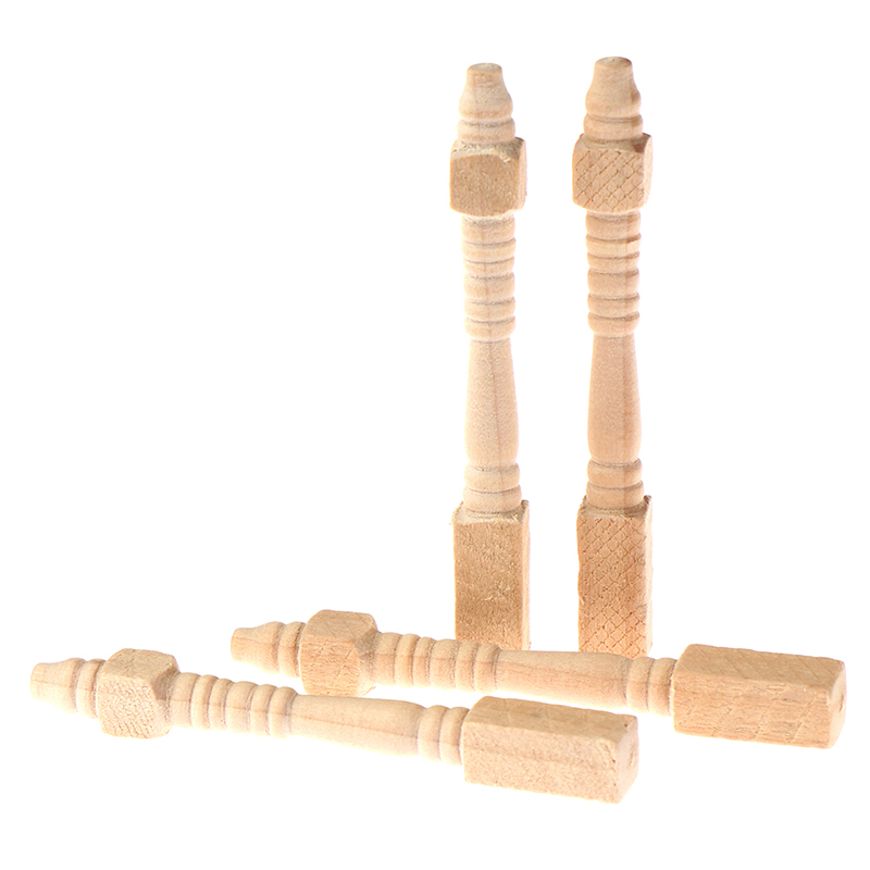 Outdoor Furniture Wooden - 4Pcs 1:12 Dollhouse Miniature Wooden Chair