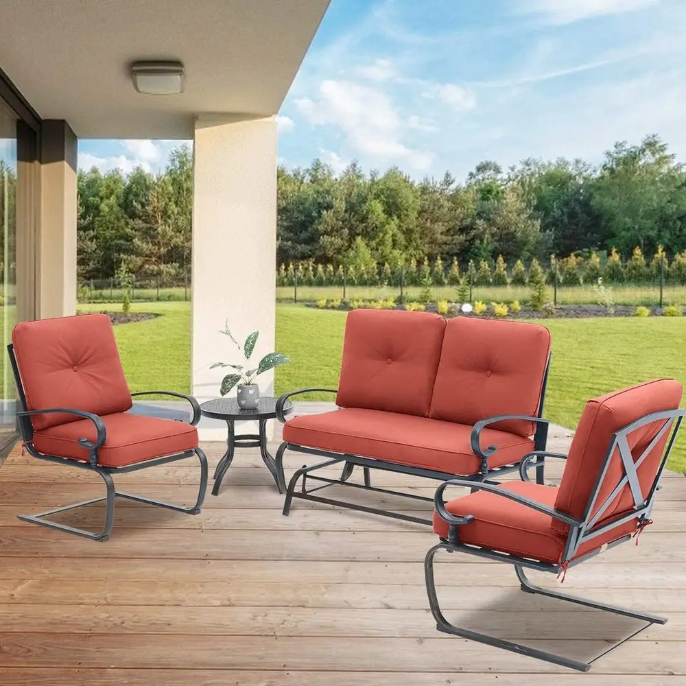 4-Piece Red Outdoor Wrought Ir - огляд і ціна Outdoor Furniture Iron