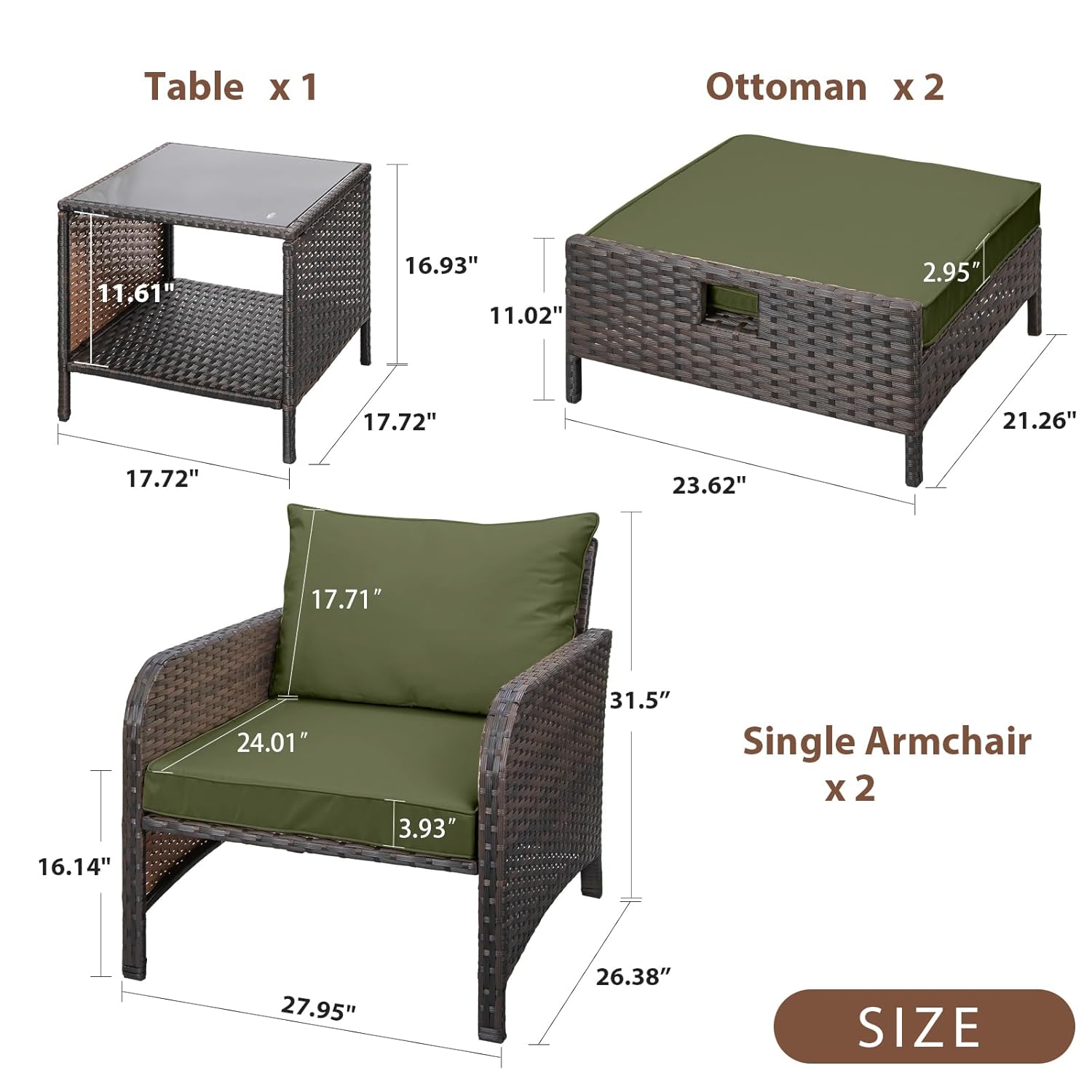 5 Piece PE Rattan Patio Set Ou - огляд і ціна Rattan Lounge Set