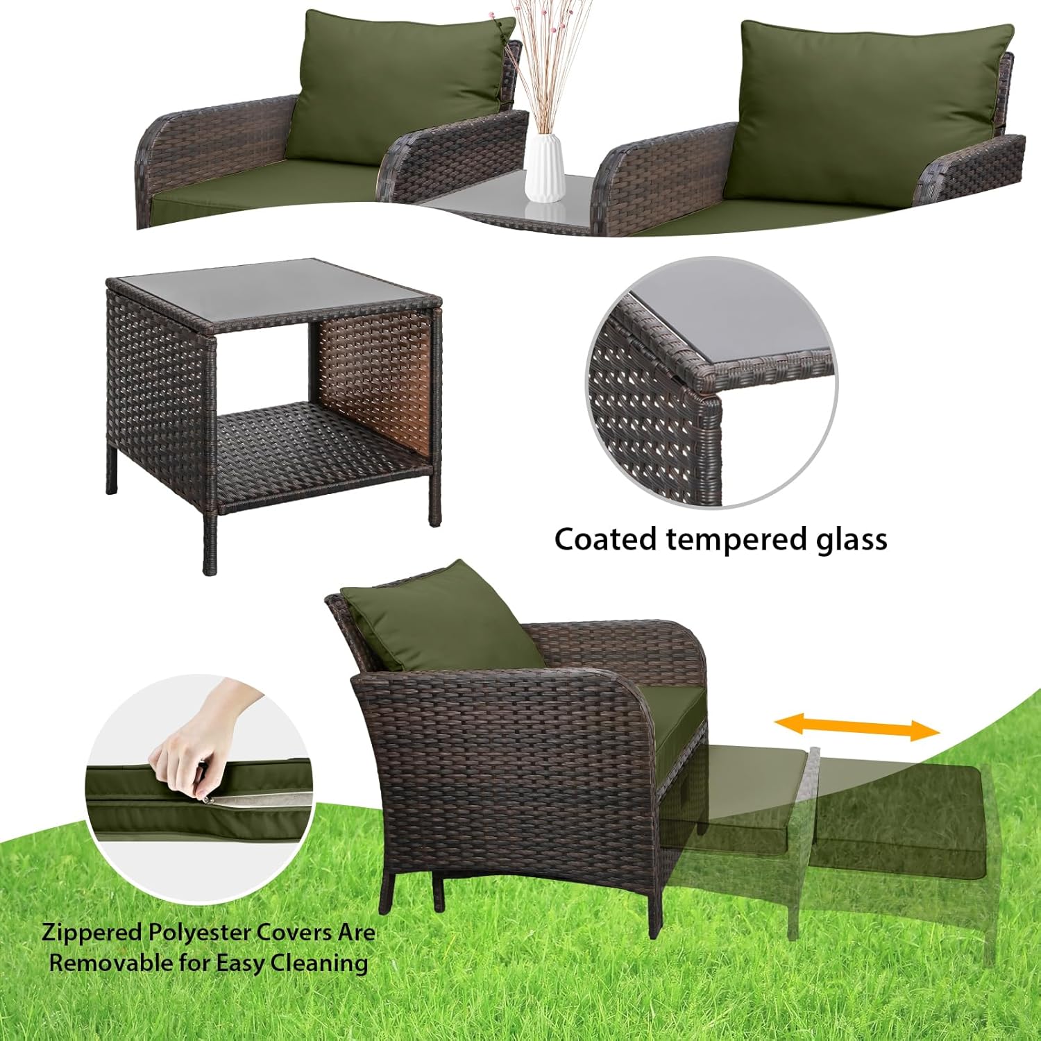 5 Piece PE Rattan Patio Set Ou - огляд і ціна Rattan Lounge Set