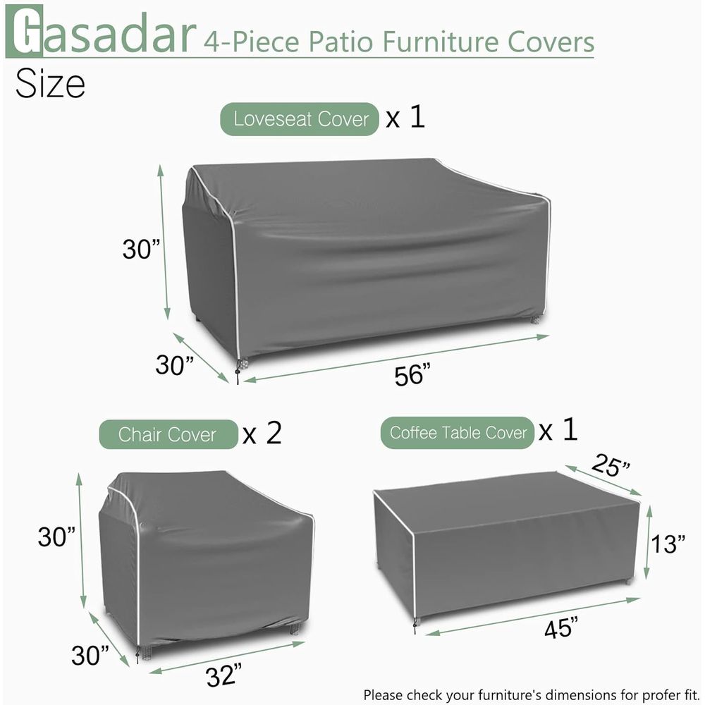 Patio Furniture Covers, 4-Piec - огляд і ціна Outdoor Furniture Cover Waterproof