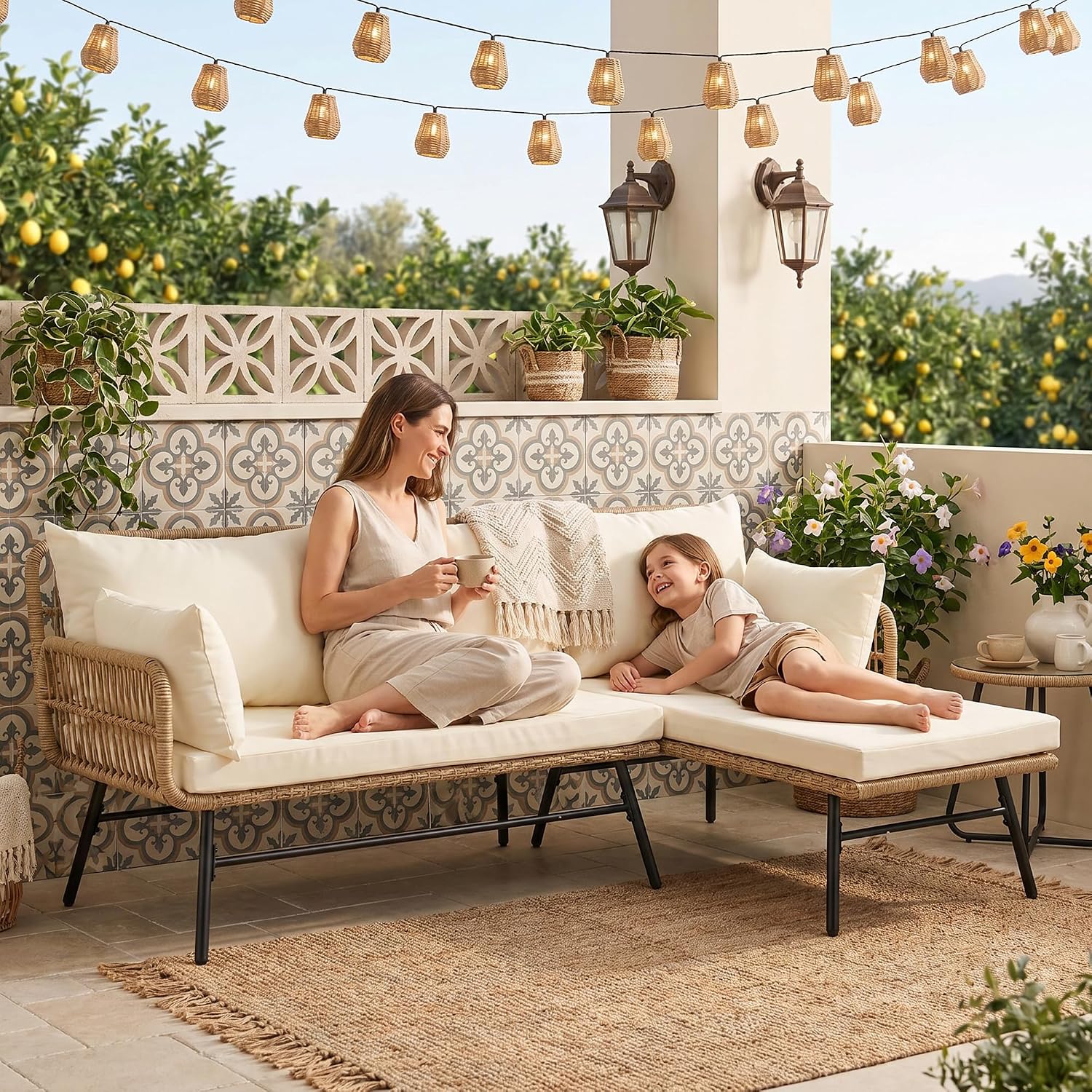3 Pieces Boho Patio Furniture  - огляд і ціна Rattan Lounge Set