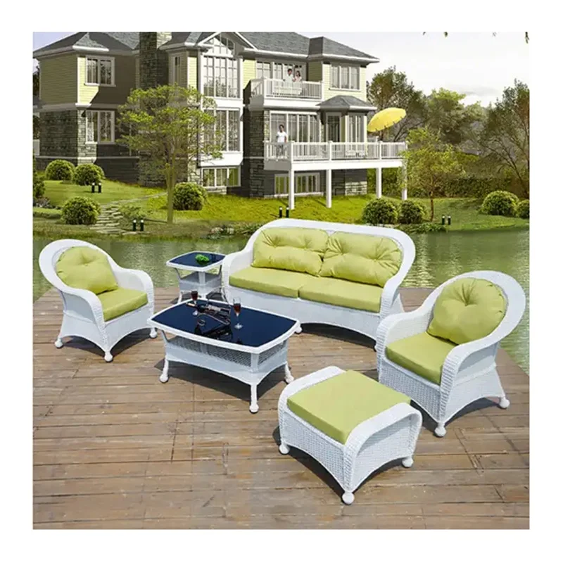 # White Patio Wicker Couches L - огляд і ціна Rattan Lounge Set
