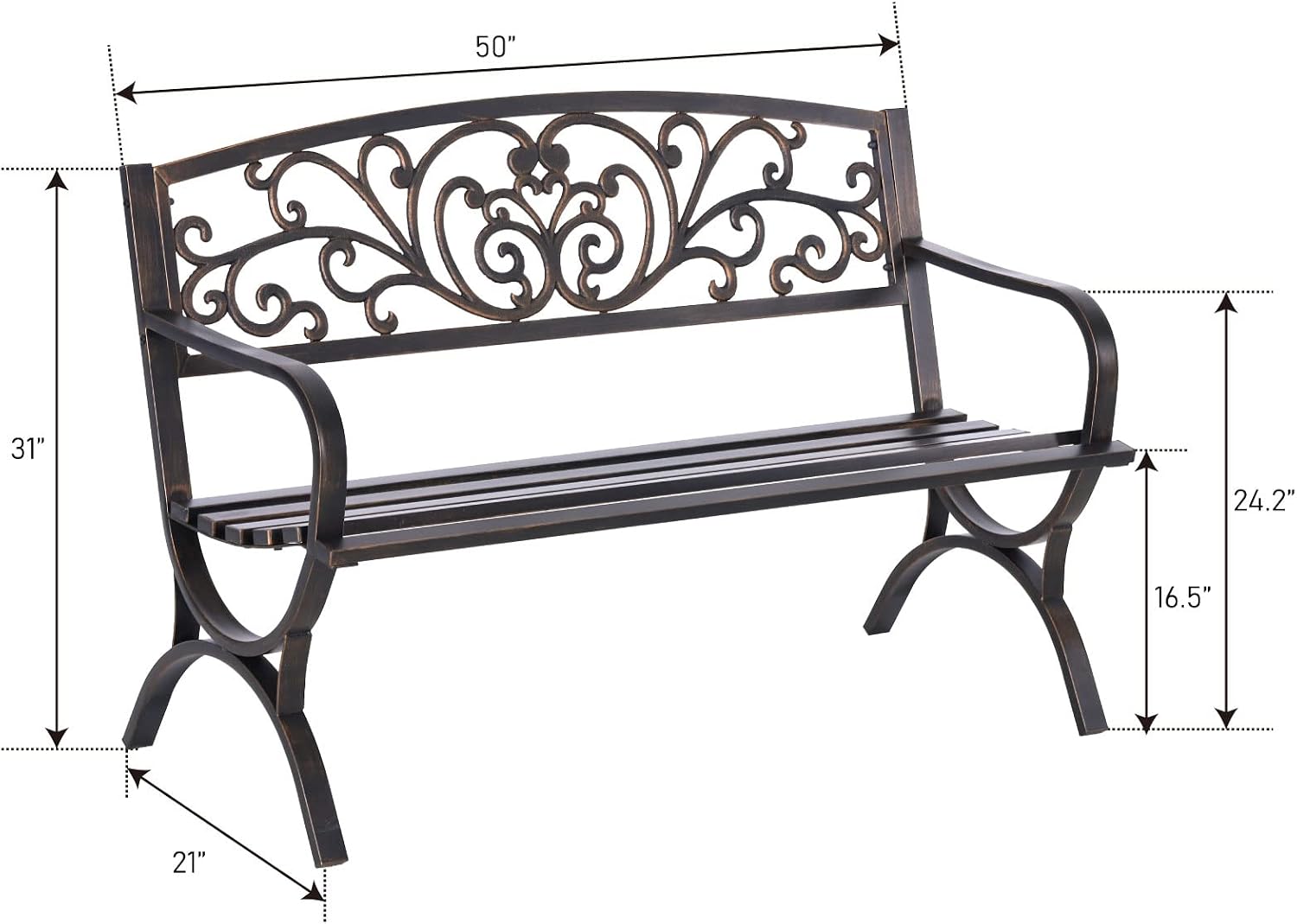 Bronze 50 Inch Outdoor Garden  - огляд і ціна Outdoor Furniture Iron