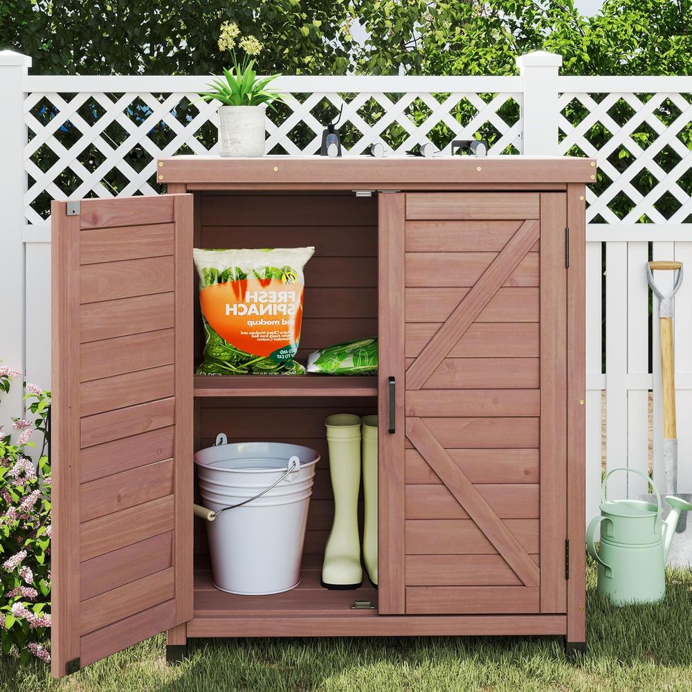 Outdoor Storage Cabinet & Pott - огляд і ціна Outdoor Furniture Wooden