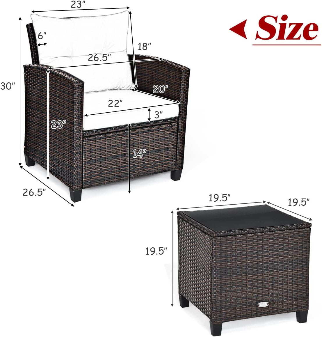 3 Pieces Patio Furniture Set,  - огляд і ціна Outdoor Furniture Cushion